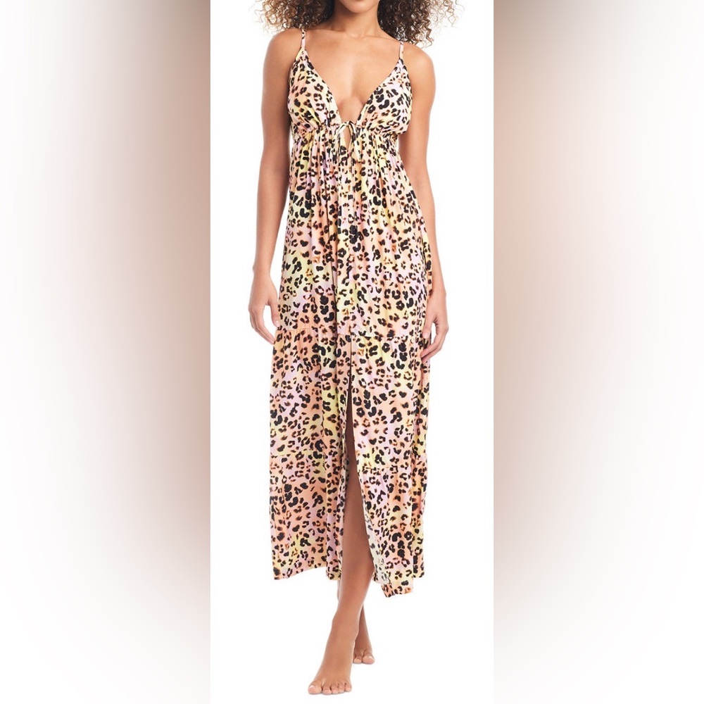 Bar III Women's Animal-Print Swim Cover-Up Maxi Dress,